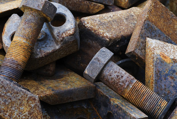 rusty metal parts and screws