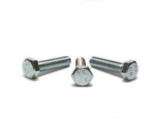 Three headed bolts on the paper, isolated