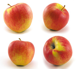 One apple in various positions