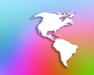 Foto op Plexiglas American outline map overlaid onto rainbow colored background © Jane