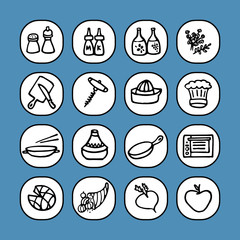 black and white icons set - cooking