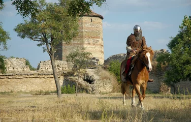 Foto op Plexiglas Middeleeuwse Europese ridder in het kasteel © Idanthyrs