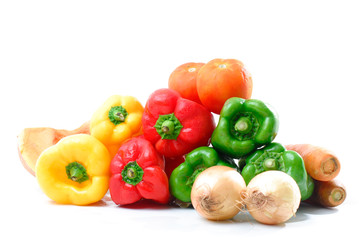 Raw Fresh Vegetables on white background .