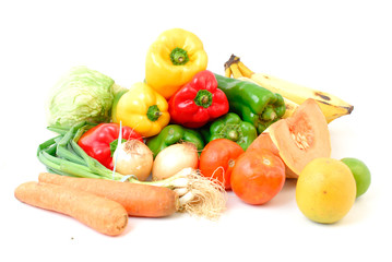 Raw Fresh Vegetables on white background .