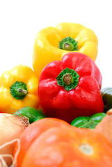 Fresh vegetables from the market on white.