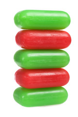 stacked glycerine soaps on white