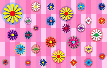 Pink Plaid flowers & Bubbles