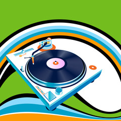 abstract design, turntable and rainbow