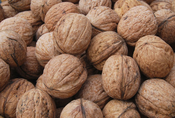 Heap of nuts in close up