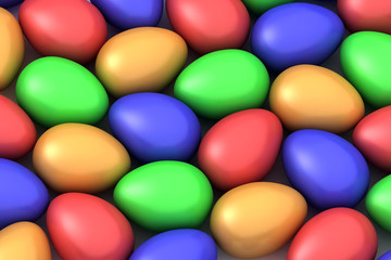 many colored easter eggs
