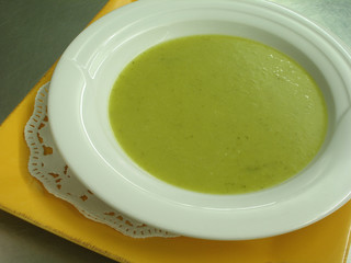 Leek soup served in a plate