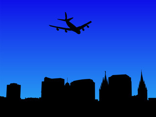 Obraz premium plane flying over Salt Lake City
