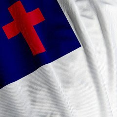 Closeup of the Christian flag, square image