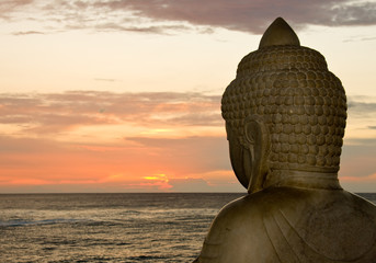 Buddha and sunset