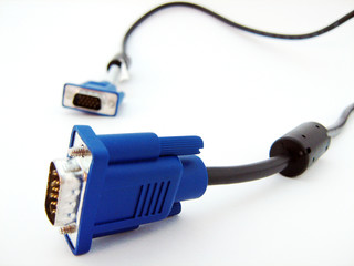 Two blue cables on white  	
