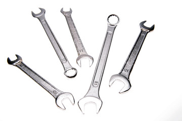 Spanners isolated over white