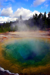 View of the blue hole at yellowstone national park