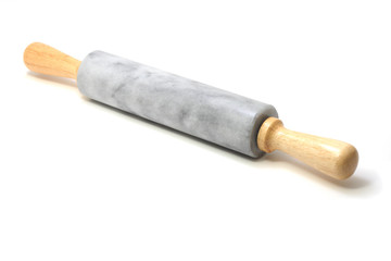 Marble rolling pin on a white background