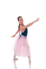 Fototapeta na wymiar Portrait of a dancing ballerina, ballet dancer. Studio shoot, 