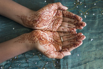 Hands with henna design.