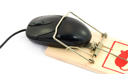 conceptual - computer criminal cought - mouse in a mouse trap