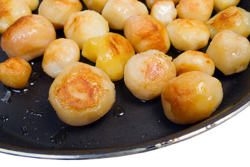 Roasted potatoes the pan,Close-up