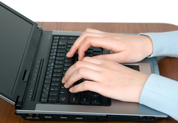 The women is writing some information with notebook