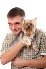 young man with a dog