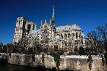Fototapeta na wymiar Notre-Dame de Paris Cathedral, side view