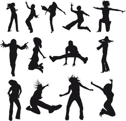 silhouettes humaines en mouvement - obrazy, fototapety, plakaty