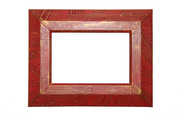 The old cracked red framework on a white background.