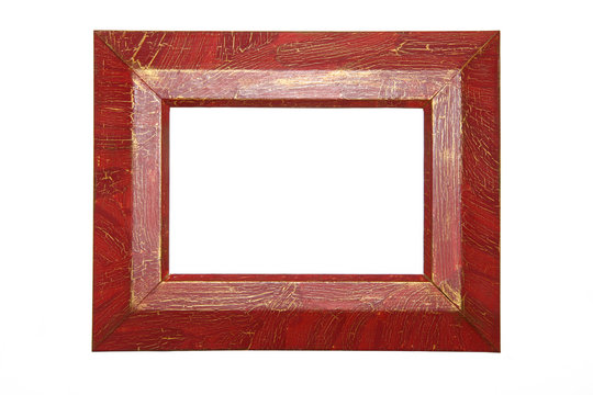 The old cracked red framework on a white background.