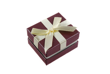 Delicate gift box with a bow for a ring.