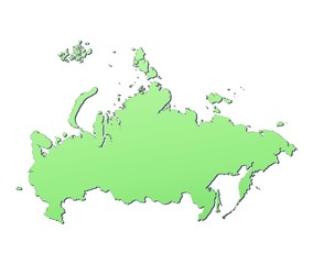 Russia map filled with light green gradient