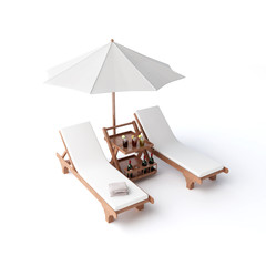 isolated two chairs and umbrella