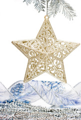 Obraz premium Star decoration on silver Christmas tree