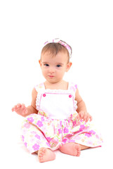 Beautiful Baby Girl on white background .