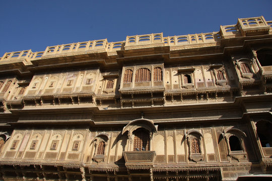 jaisalmer,fa&ccedil;ade d'une hav&eacute;li