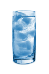 Ice in glass, isolated on white background
