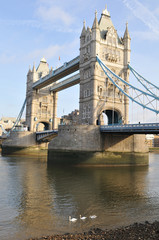 Plakat Tower Bridge i rzeki Tamizy, Londyn