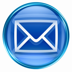 Fototapeta na wymiar postal envelope icon blue, isolated on white background