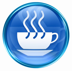 coffee cup icon blue, isolated on white background.