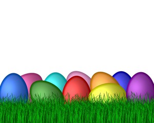 ostereier farbig auf der wiese