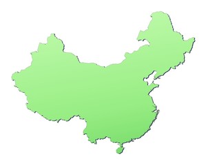 China map filled with light green gradient