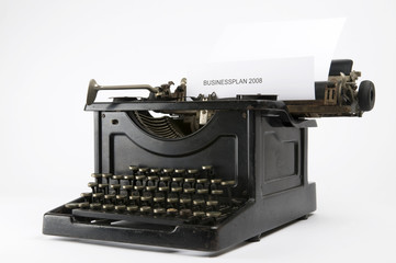 An old ancient typewriter used to write a 2008 businessplan.