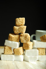 white and brown sugar