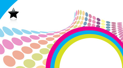 3D Halftone colorful retro dots forming a wave