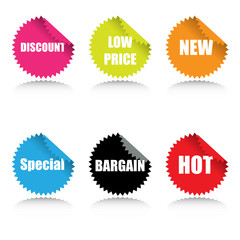 Glossy sale tag stickers with reflection