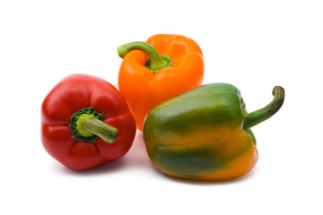 Three peppers, isolated on white background