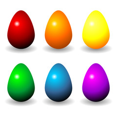 Easter eggs with different colors over white background
